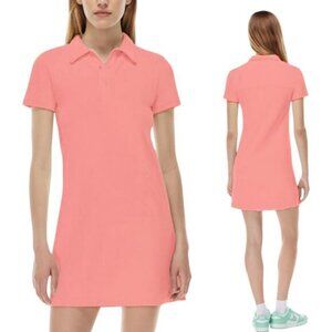 NWT TNA Aritzia Yale Terry Mini Polo Dress Size XS Strawberry Sorbet
